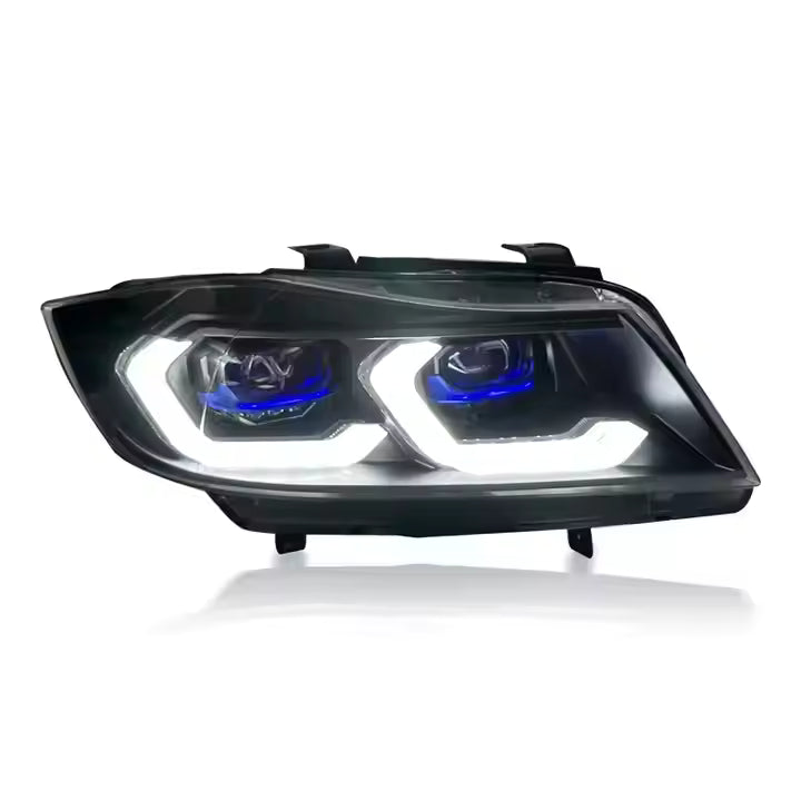 BMW 3 Series E90 LED Headlights (2005–2012) – Yellow/White DRL, Plug & Play
