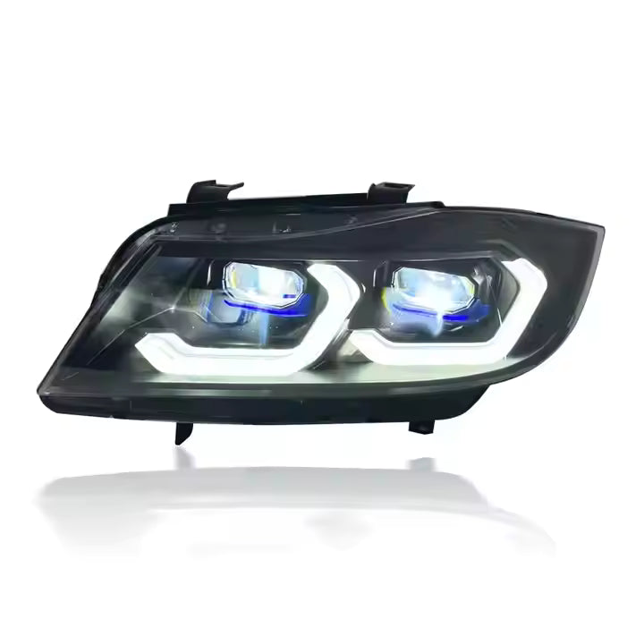 BMW 3 Series E90 LED Headlights (2005–2012) – Yellow/White DRL, Plug & Play